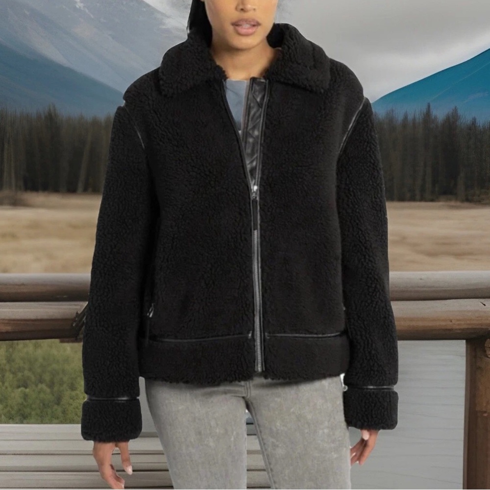 Women's BearPaw Black Shearling Jacket